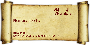 Nemes Lola névjegykártya